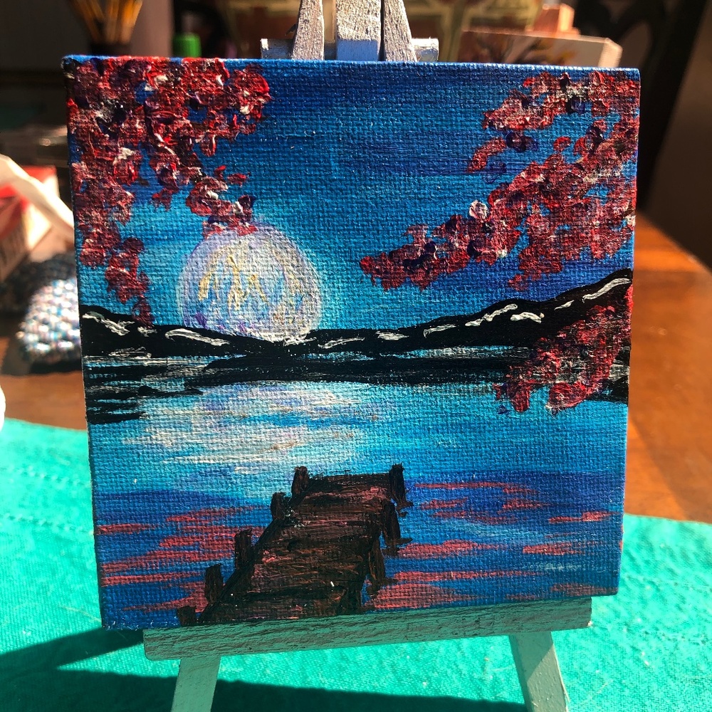 Save our planet - mini lake painting